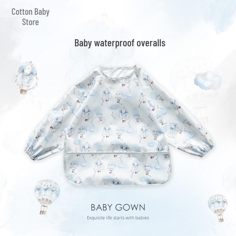 Waterproof Long Sleeve Baby Bib - Oil-Proof, Cotton Coverall for All Seasons.