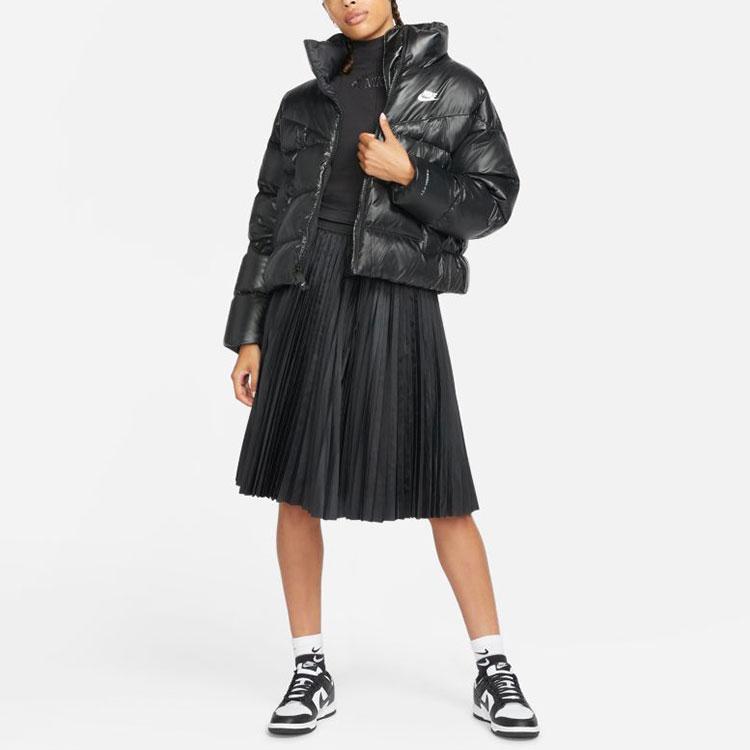 Nike Solid Color Straight-Cut Long-Sleeve Down Jacket Women Outerwear Black DH4080-010