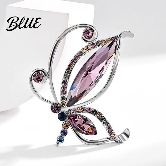 Alloy Brooch Butterfly Dazzling Rhinestone Inlay Zinc Pin Suits Coats