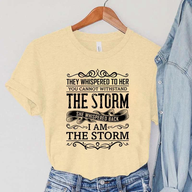 Jestem Burzą Koszulki Graficzne Damskie Vintage Topy Burza Szepnęła W Odpowiedzi Koszulki z Nadrukiem Letnie Harajuku Ubrania Damskie