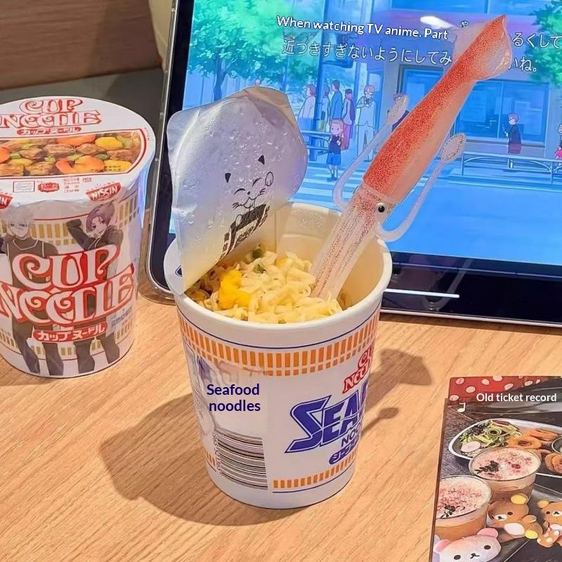 1/2 Pezzi Forchetta Divertente Calamaro Seppia Resistente al Calore Stoviglie Forchetta per Noodles Istantanei Stuzzicadenti da Cibo Forchette per la Cena in Cucina Strumento di Cottura