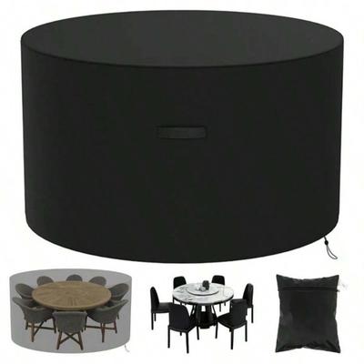 1 pezzo di copertura per tavolo da giardino rotondo con borsa portaoggetti spessa e resistente per patio 210D Oxford Cloth resistente alle intemperie per patio