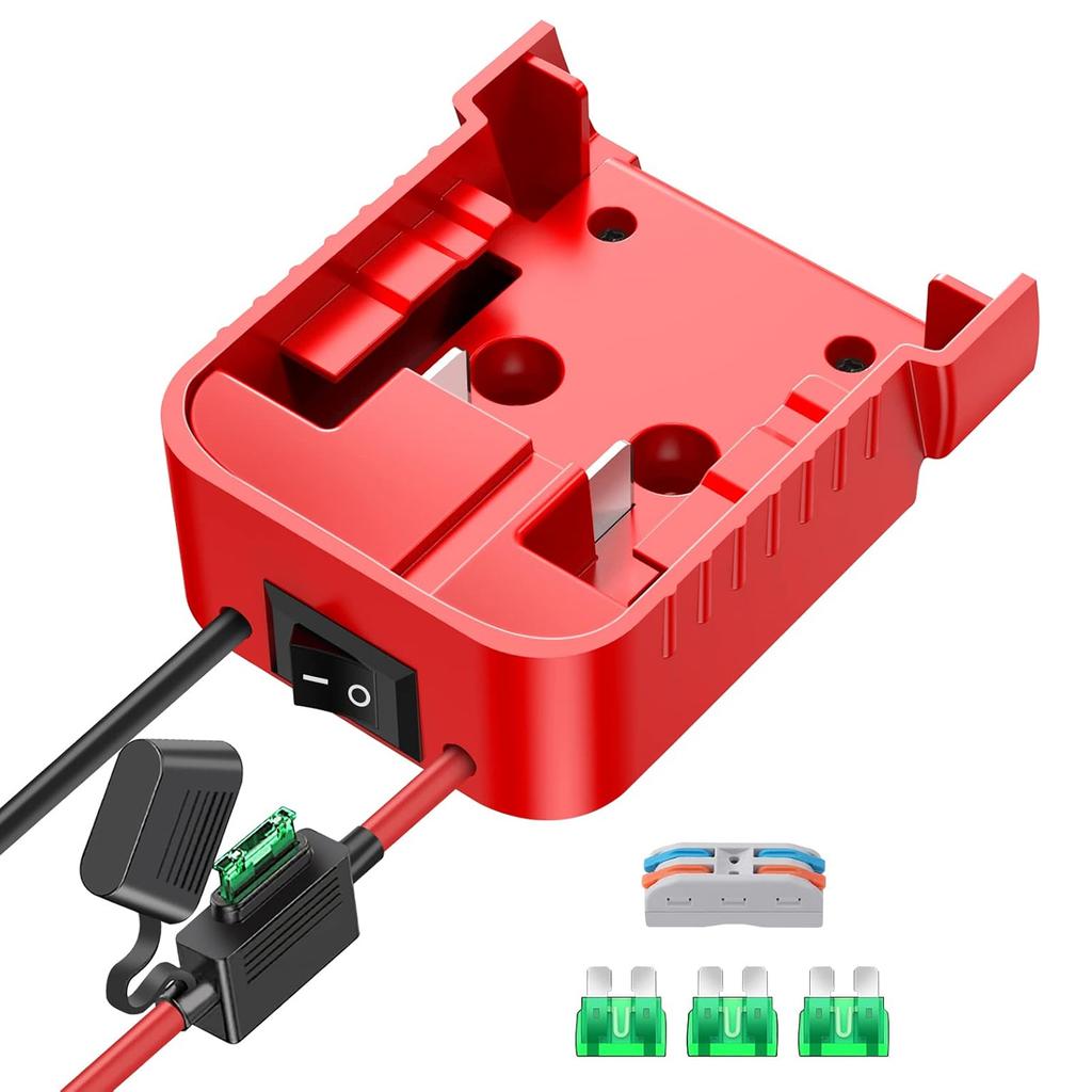 1 Packs Power Wheel Adapter for Milwaukee Battery 18V Power Wheel Battery Conversion Kit with Switch, Fuse & Wire Terminals