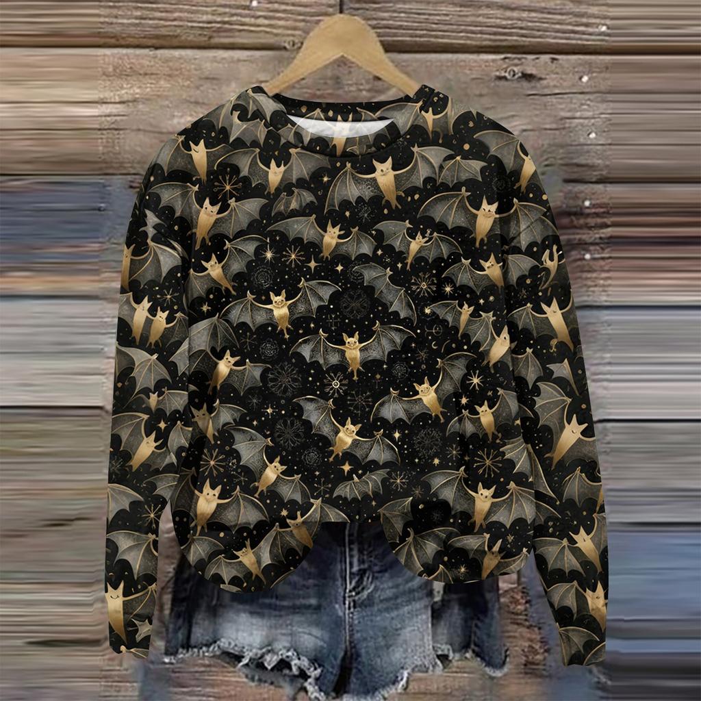 Women's Casual Comfortable Round Neck Long Sleeve Baseball Print Top Sweatshirt