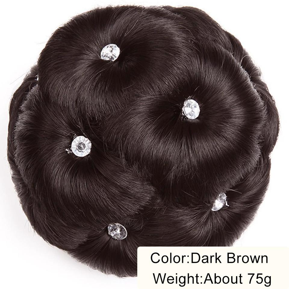 Synthetic Hair Bun Chignon Diamond Clip On Pad Updo Round Flower Donut Shape Stylish Hairpiece for Party Wedding Quick Hairstyle