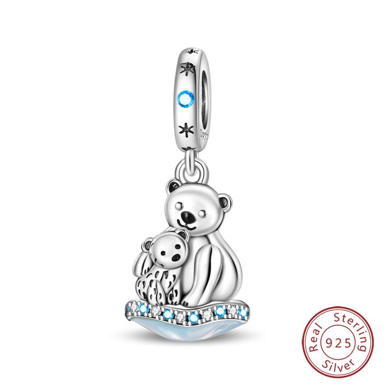 Original Copper Charms Beads Winter Snowflake Snowman Igloo Penguin Pendant Fit Bracelet Women Jewelry Gift