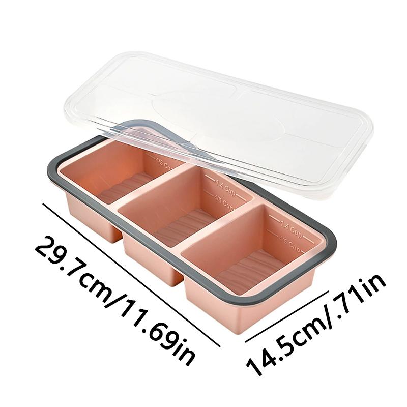 1pc Silicone Freezer Tray with Lid - Durable Kitchen Storage for Soup, Broth & Sauces Food Container Freezing Tray
