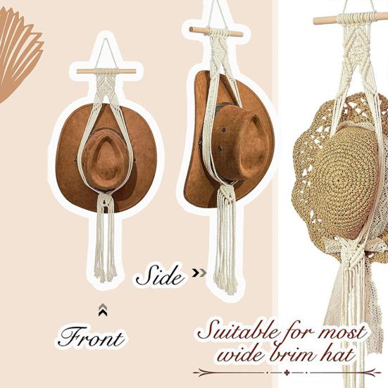 Rope Hat Organizer Rack Bohemia Handmade Woven Wall Hanging Tapestry