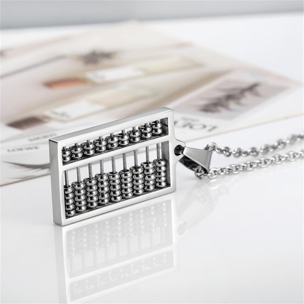 Unique Stainless Steel Abacus Necklace Pendnat Accessory for Simple Calculations Special Gifts for Friend and Family