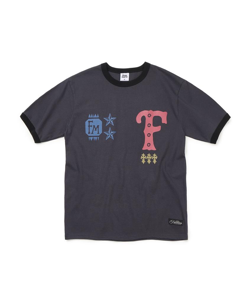 FREEMARIO Smudge Ringer T-Shirt [Charcoal]