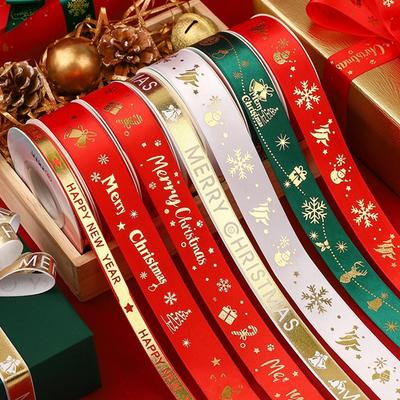 5 Yards Weihnachtsdekorationsband Weihnachtsbaumanhänger Handgefertigtes Design für Heimdekor Navidad Neujahr 2026 DIY Geschenkverpackung