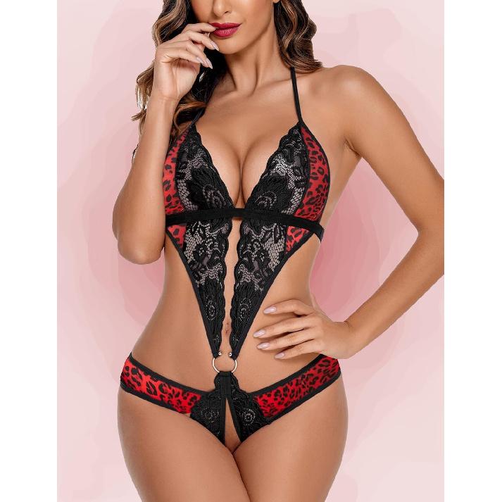 Avidlove Women Deep V Lingerie Lace Teddy One Piece Babydoll Mini Bodysuit