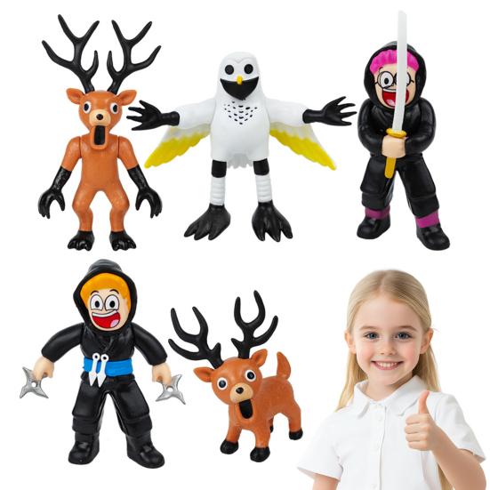Yousheng 5/10Pcs Survival Horror Game Action Figure Cartoon Deer Owl Ram Men Figurine Statue Decoration Ornament Forest Night Game Fans Collectibles