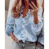 Women Long Sleeve Ruffled Collar Casual Blouse For Summer