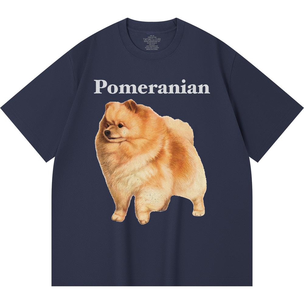 230GSM 100% bavlněné tričko s potiskem pomeraniana, vtipná trička ve stylu Harajuku, tričko z česané bavlny