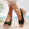 2025 Summer Women's Wedge Platform Sandals Straw Shoes Fashion Snake White Casual Vacation Fashion Elegant Trend