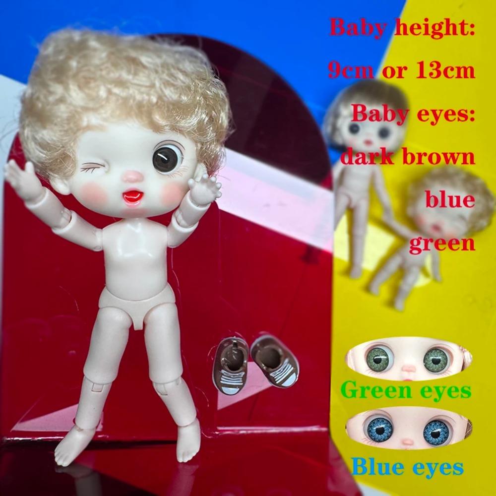Cute Mini bjd Doll Girl Boy Bald head Ob11 1/12 Naked DIY Toys Handmede Dolls full Body Green Blue eyes Art Doll Accessories Art