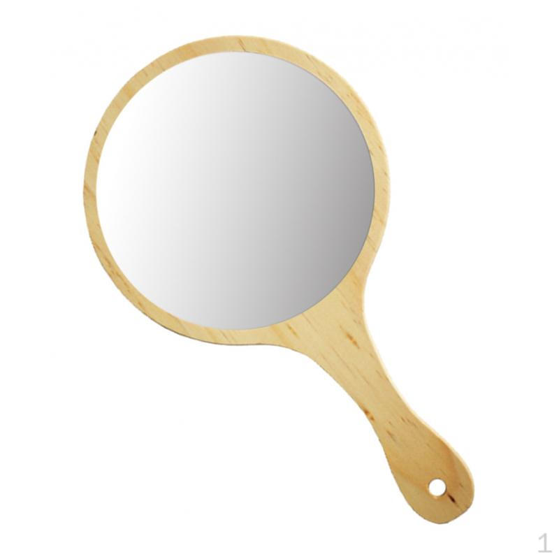 

Handheld Mirror, Vintage Portable Hanging Makeup Mirror For Women Girls Wood