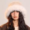 Warm Artificial Fur Hat Imitation Fur Winter Cap Elegant Plush Bucket Hat  Streetwear