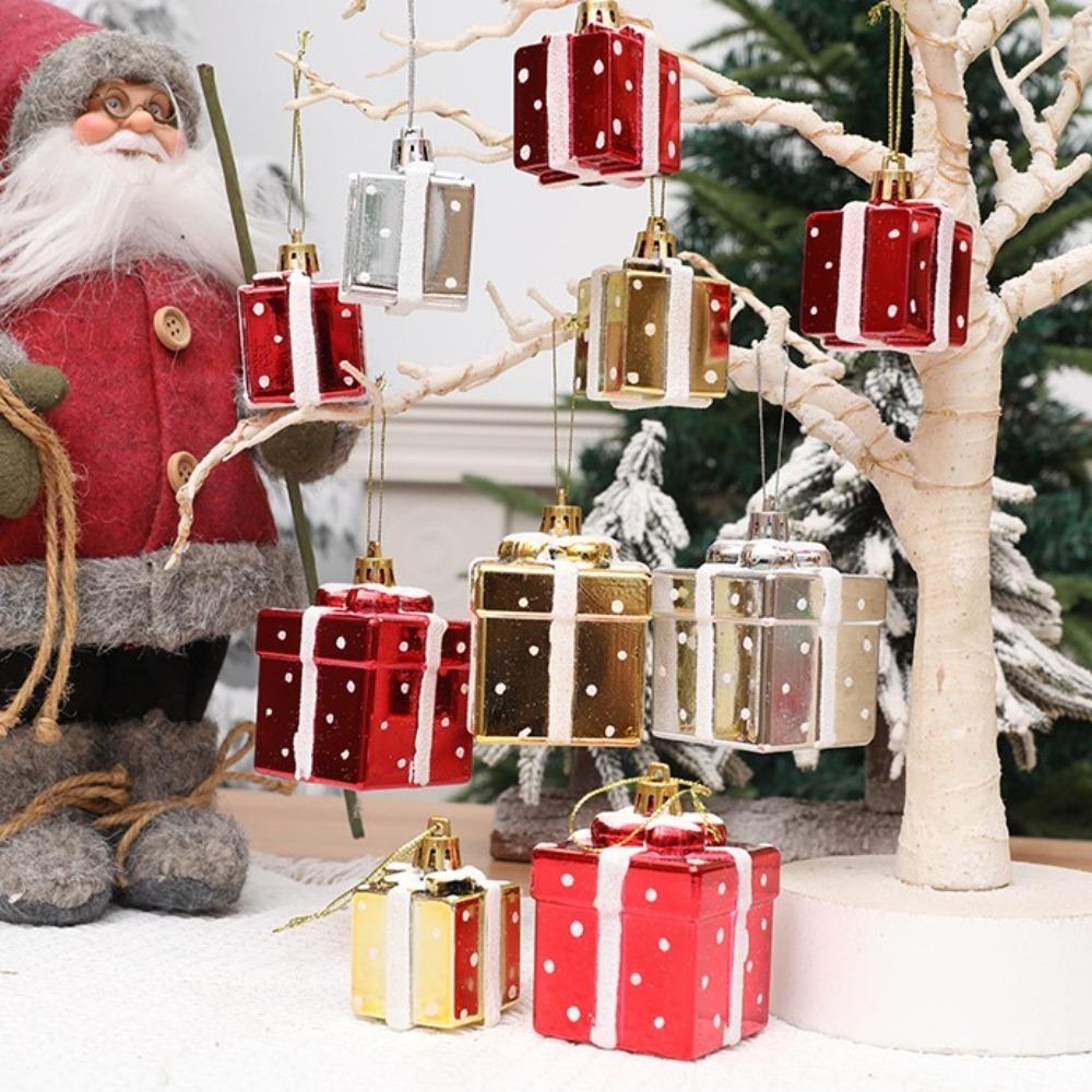 4/5cm Christmas Tree Ornament Plastic Christmas Gifts Boxes Pendant New Christmas Gift