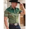 Men's Red Western Style Embroidery Short Sleeve Summer Shirt