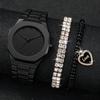 Fashionable simple mysterious Alloy Material Men's quartz watch and bracelet set, suitable for daily wear, Christmas gift