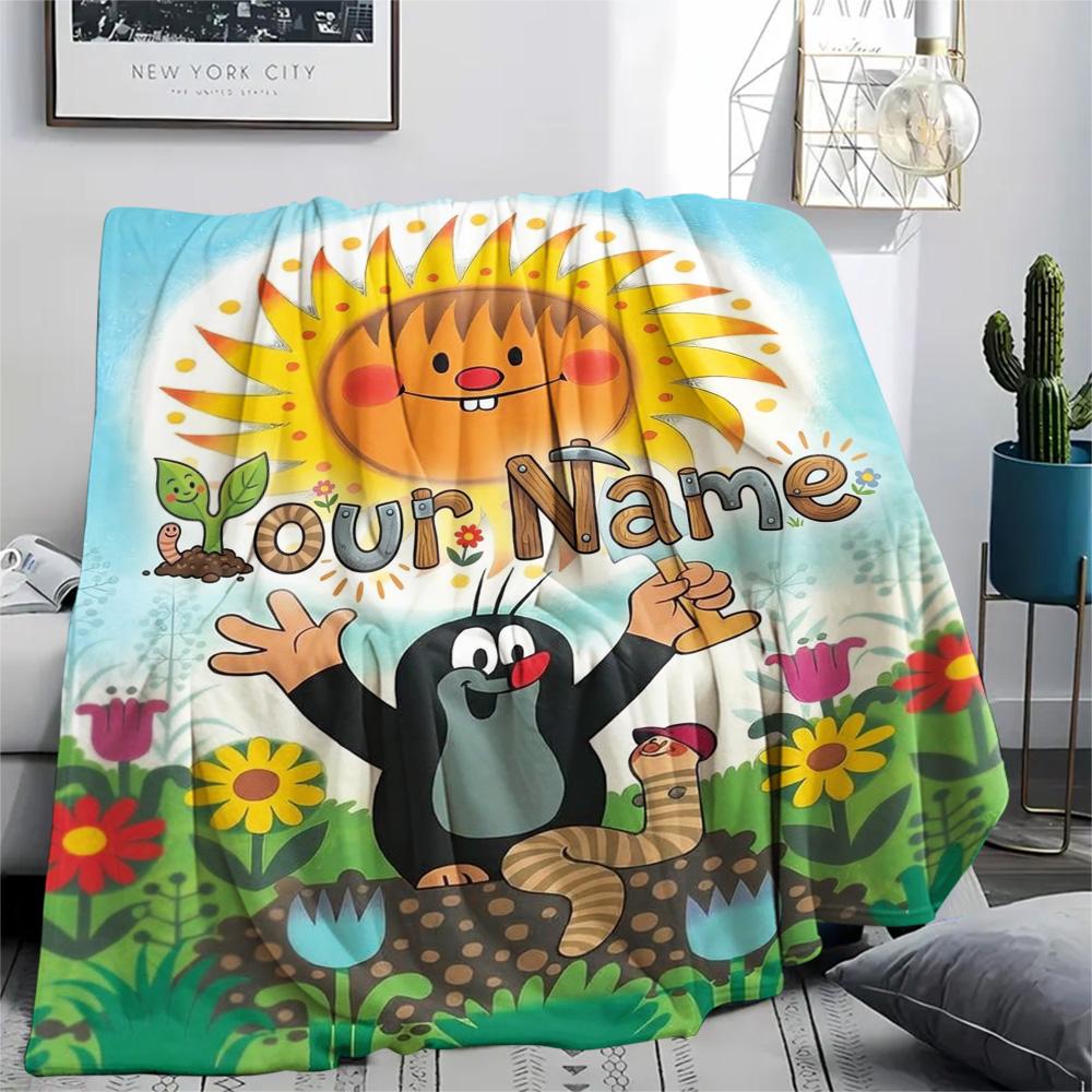 1PC Animal Friends Garden Custom Name Patterned Flannel Blanket Suitable For All Seasons For Home Decor Warmth And Comfort Gifts Holiday Present