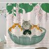 Adorable Cats Shower Curtain Set Cozy Plant Pot Design Waterproof Bathroom Shower Curtain Cute Feline Group Print Charming Home