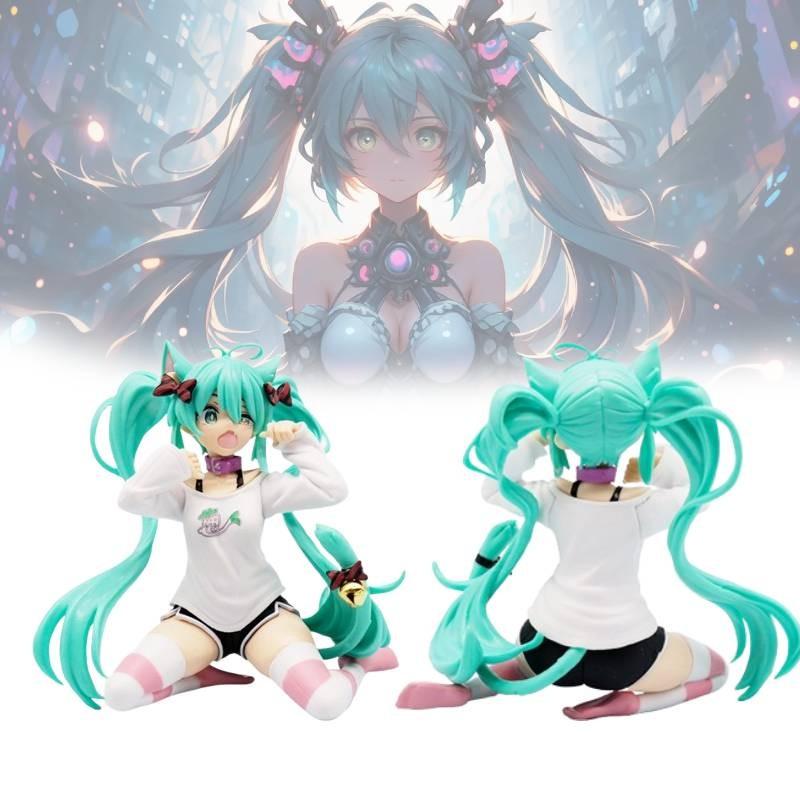 Hatsune Miku Figure Model Toy Cute Cat Ears Sitting Table Decoration Doll Figure