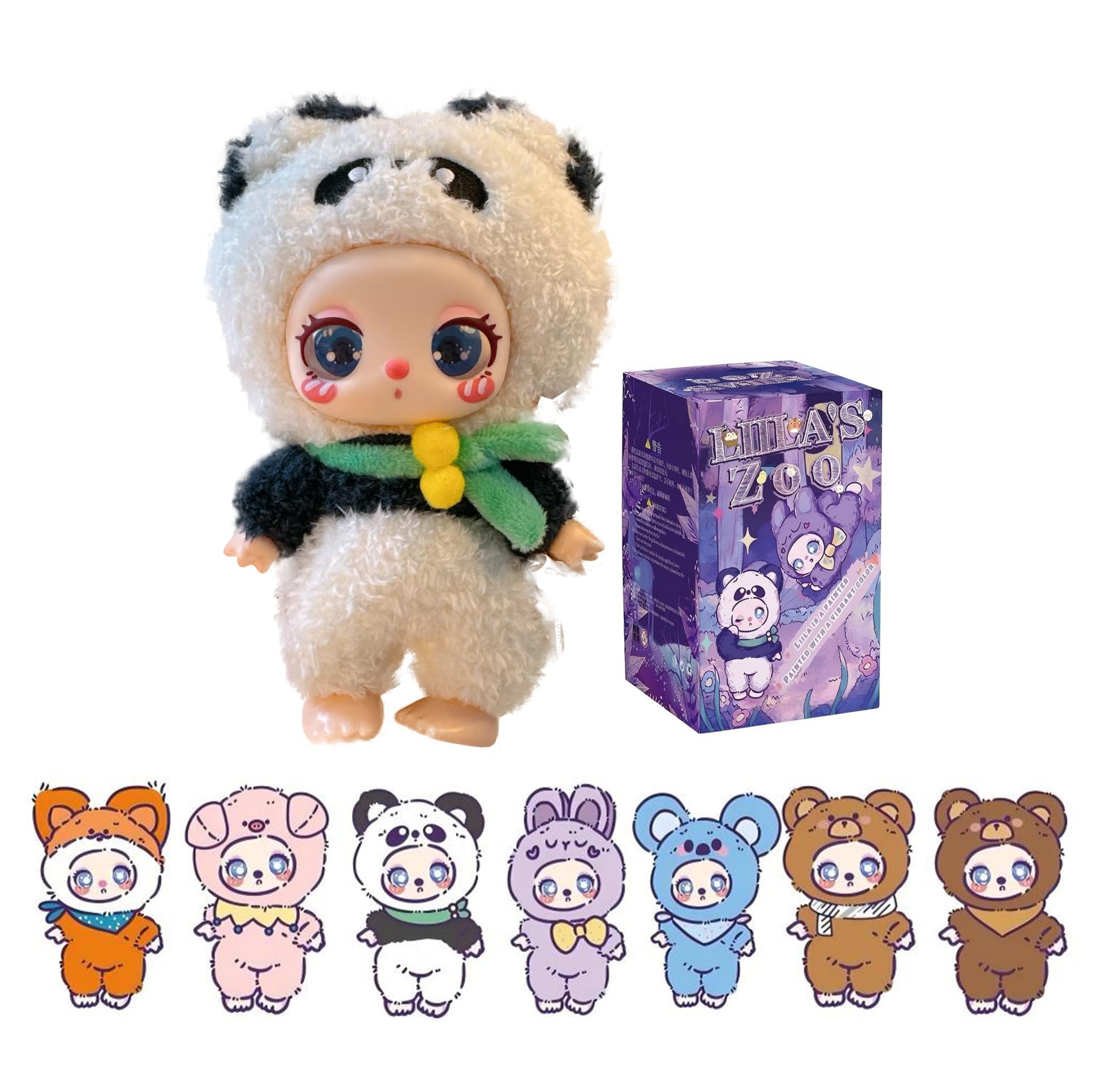 Liila Toys Плюшевые игрушки-маскоты 2-го поколения Милые и пушистые маскоты в виде животных 7 видов (6 обычных типов + 1 секретный тип) [1 случайный предмет]