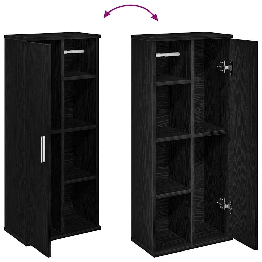 Bathroom Cabinet with Toilet Paper Holder Black 39 X 22 X 90 Cm
