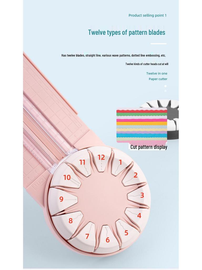 Multi-Functional 12-in-1 Paper Cutter: Perforating, Straight, Wavy Line Cutting, Creasing Tool for DIY and Scrapbooking.