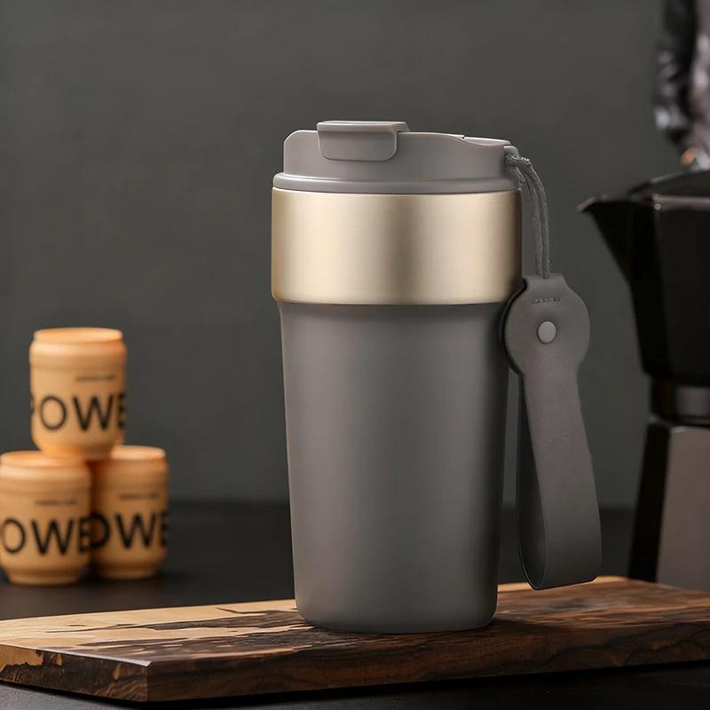 

Insulated Water Bottle 500ML High Quality Travel Coffee Mug With Straw 316 Stainless Steel Thermos Cup Vacuum Flask Mocha Coffee 500ml темно-сірий