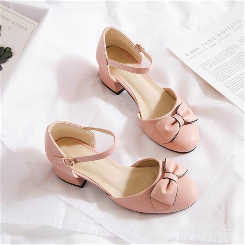 Spring and Autumn Summer Girls Sandals Children Princess High Heel Shoes With Bows For Kid Sandals High-heeled Shoes