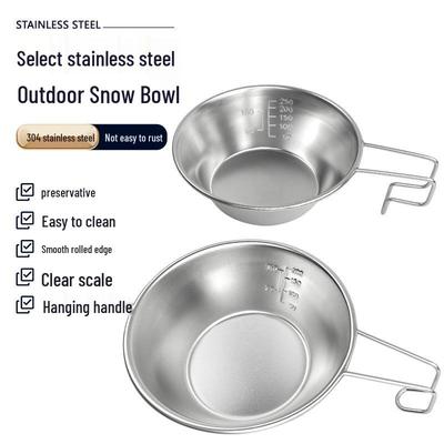 Portable 304 Stainless Steel Camping Bowl - Lightweight Tableware for BBQ & Picnics