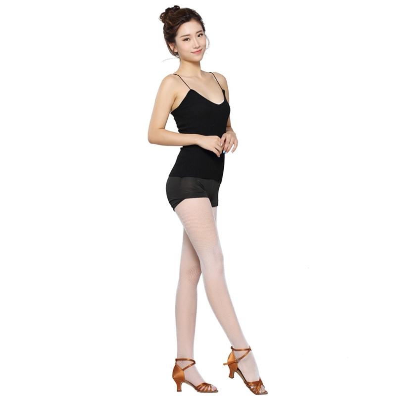 High Elasticity Fishnet Tights with Breathable Fabric Reinforced Toes Latin Dance Mesh Footed Pantyhose For Women Girls