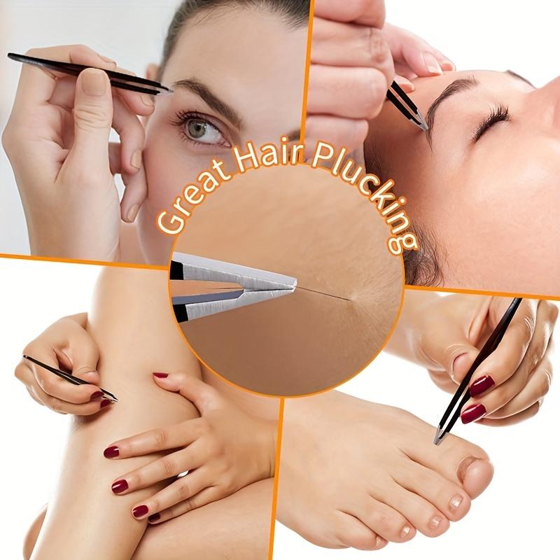 Professional Stainless Steel 6 Pack Tweezers Set and Curved Scissors for Women and Men Precision Tweezers For Eyebrows for