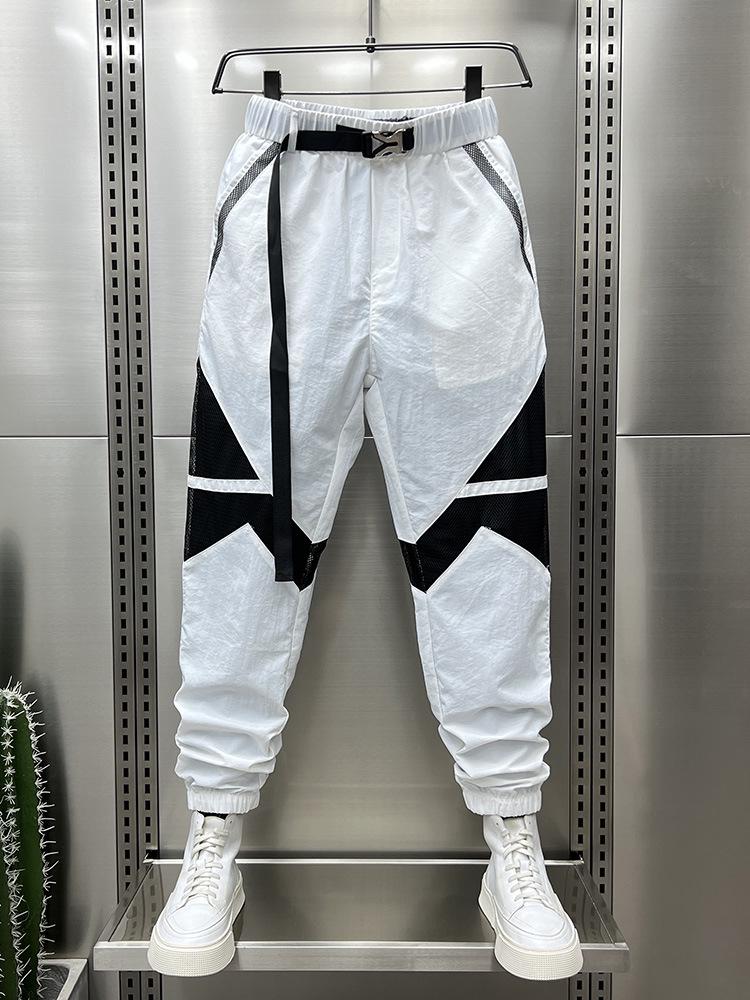 

Мужские модные дышащие повседневные летние сетчатые джоггеры: Быстросохнущий, Свободный, Дизайн со вставками XXXL белый