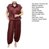 Women's Loose Two-Piece Outfit Lapel V Neck Short Sleeve Top Long Pants Set Summer Casual Lounge Suit