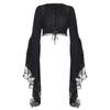 Women's Lace Boleros Shrug Goth Crop Top Victorian Long Sleeve Blouse for Witch Vampires Cosplay