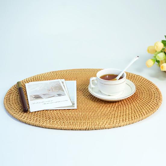 Handwoven Rattan Coaster Set Heat-Resistant Placemats for Cups Teapots Casserole Natural Eco-Friendly Rustic Table Protector for Home