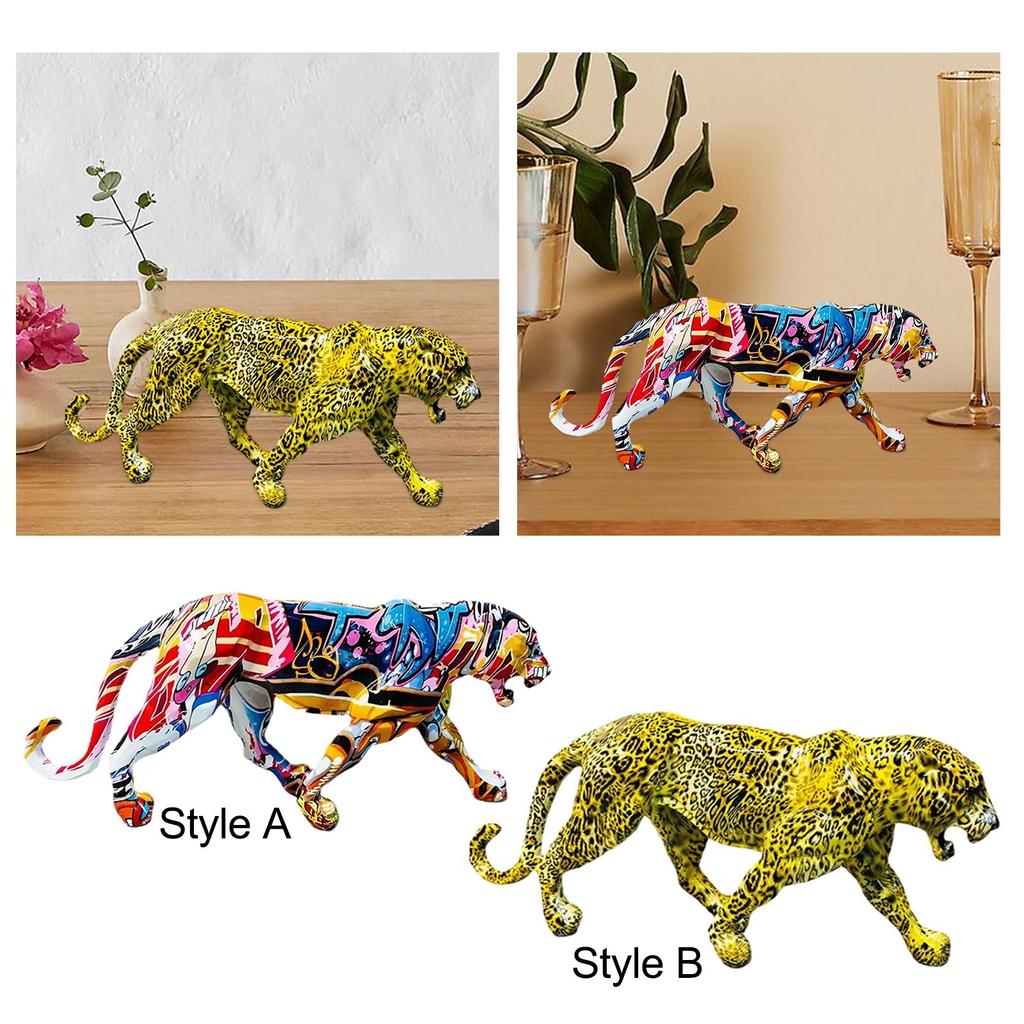 Leopard Statue Fashion Resin Craft Decorative Animal Statues Animal Statue for Home Cabinet Book Shelf Bedroom Decoration