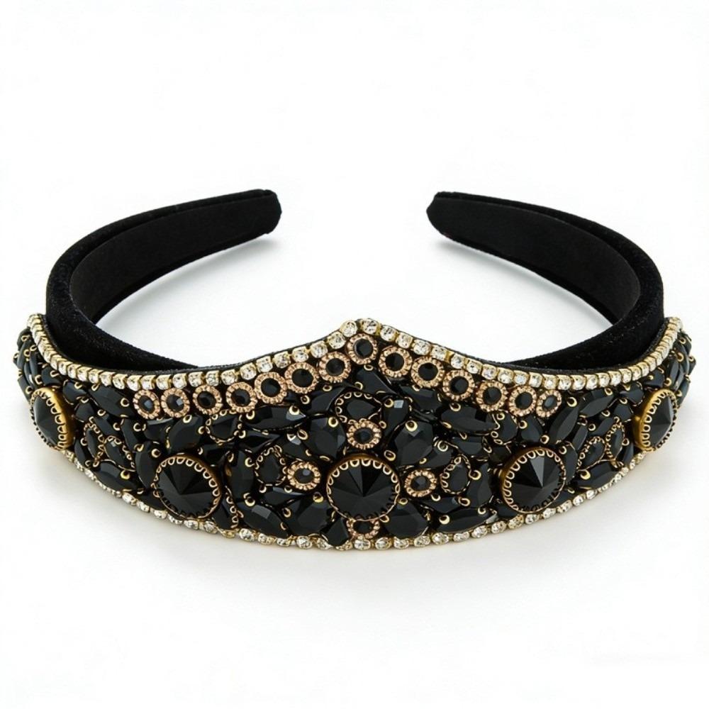 Shiny Rhinestone Headband Wide Brim Baroque Headdress Bling Bling Women Hair Hoop  Wedding