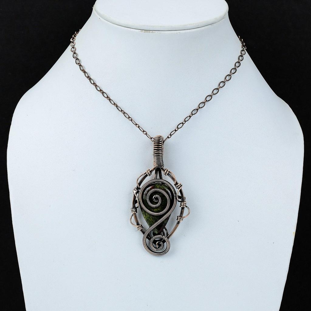 Drachenblut-Edelstein, reiner Kupferdraht, umwickelt, handgefertigter Anhänger-Schmuck