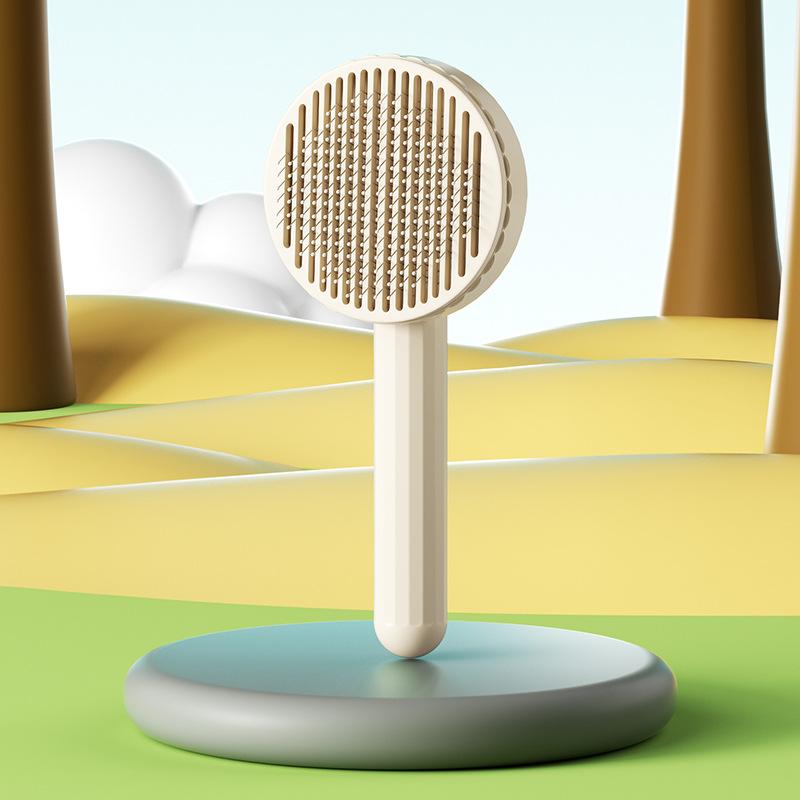 

One-click Cat Hair Removal Pet Comb, Needle-type Dog Hair Removal and Cleaning Device, Handheld Automatic Hair Shedding Cat Comb бежевый