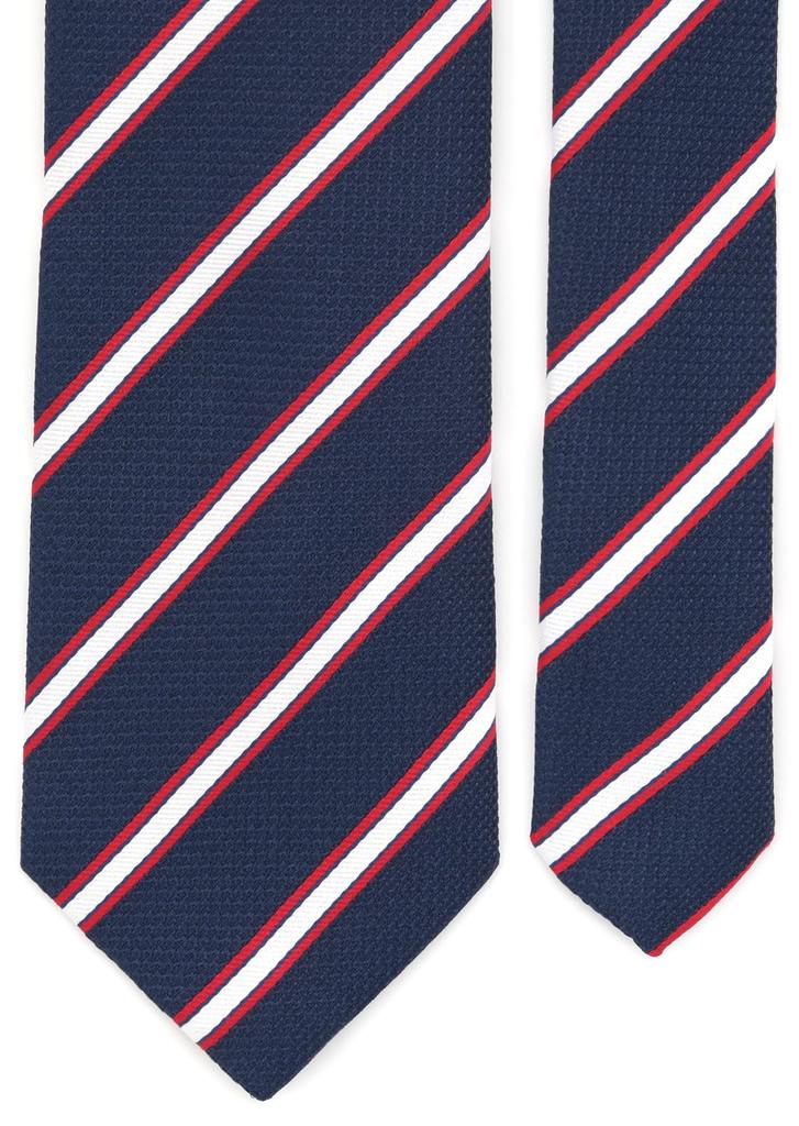 [Main Color] Business Necktie (7.5cm Width) Striped, for Interviews, Job Hunting, and Employment (Navy)