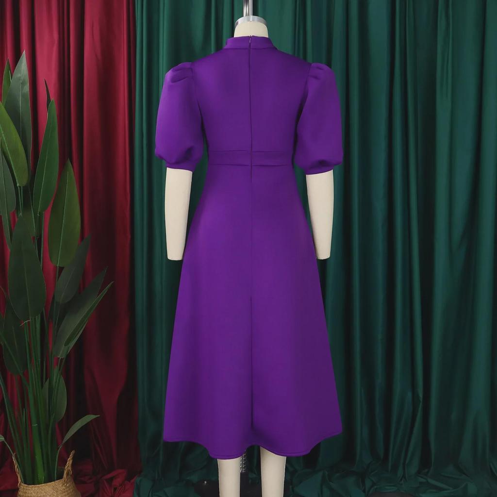 2024 Summer European & American Short-Sleeve Tie-Bow Puffy Banquet Dress