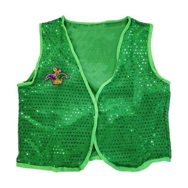 Sparkling Irish Green Sequined Vest for Cospaly Party Nights Festival Celebrations and Role Play Costume Perfection