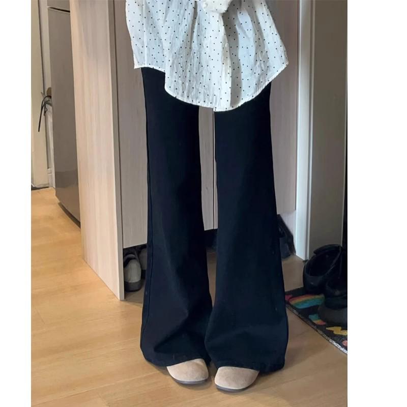 Plus Size Women's Fleece-Lined High Waist Flare Jeans - Winter Slimming Wide Leg Pants