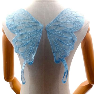 High Quality Polyester Fabric Organza Butterfly Wings Patch Mesh DIY Decorative 3D Wings Patch Clothing Stickers